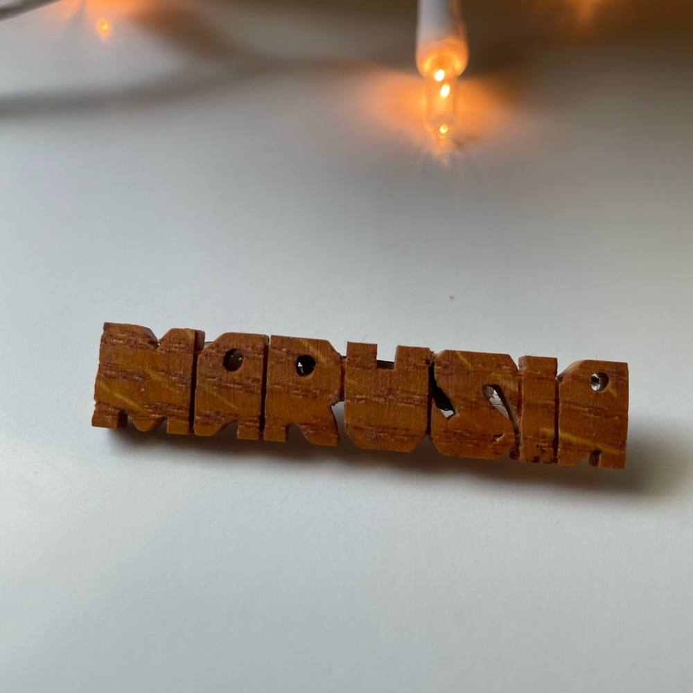 Vintage Personalized “Marusia” Wooden Pin